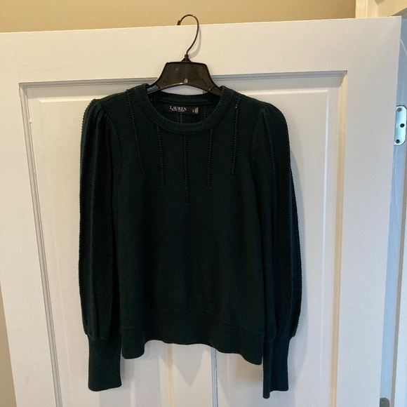 Lauren Ralph Lauren Hunter green puff sleeve sweater Large - Picture 4 of 6
